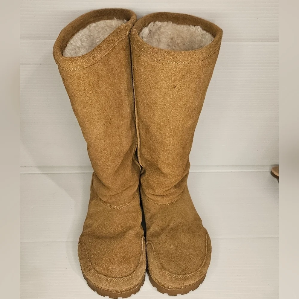 BARTONEAGA Womens Tan Suede Shearling Lined Mid Calf Winter Boot Sz 245 US 7–7,5